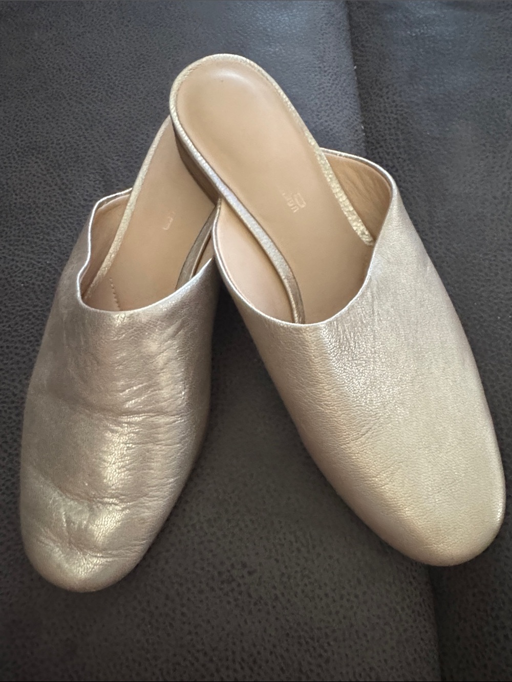 Clarks Metallic Gold Slip-On Mules - size 6.5
